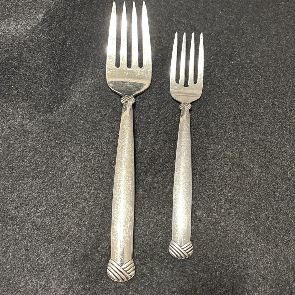 Oneida Rattan 4 Prong Cold Meat Fork Stainless Serving Utensil 8 1/4in USA